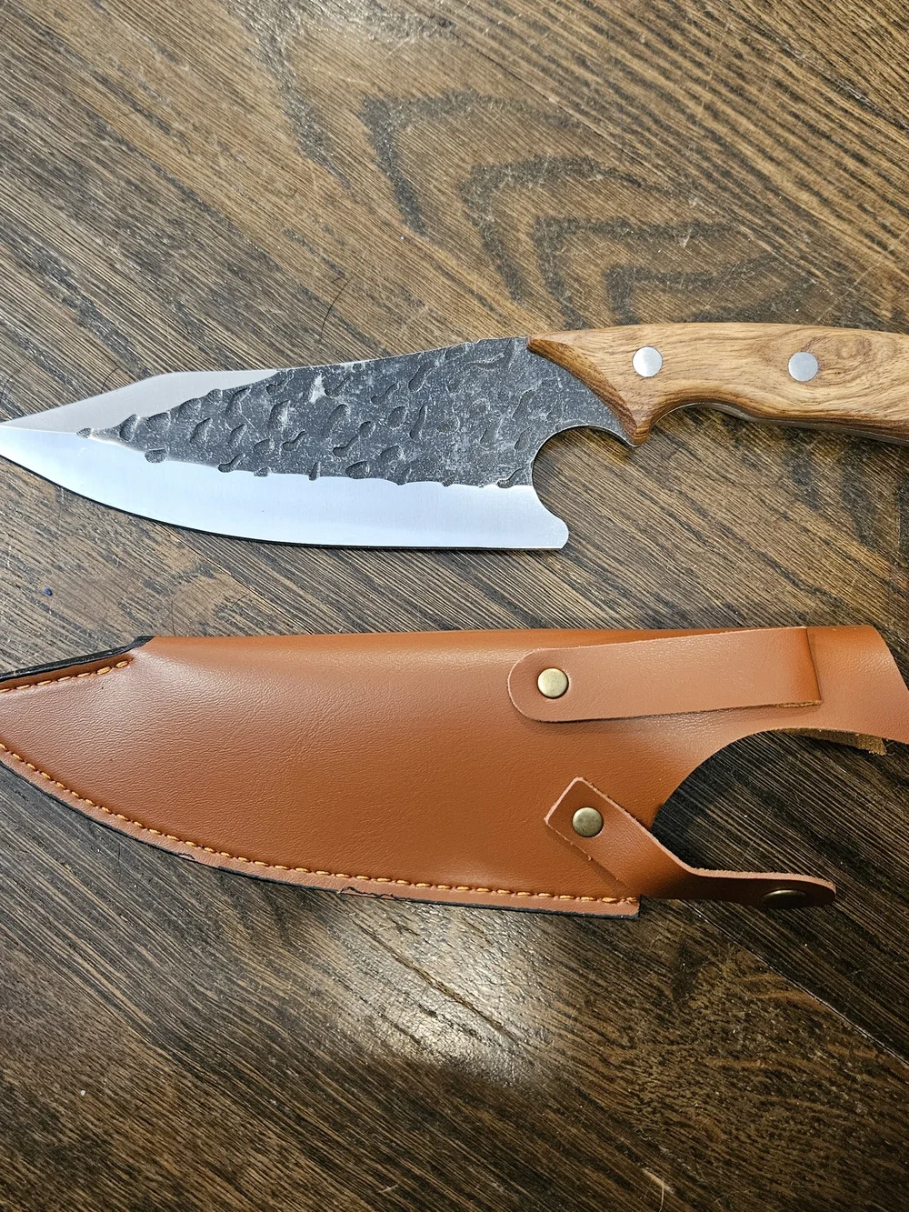 Siedo Handcrafted Brown Wood Carbon Steel Japanese Senjutsu Butcher Knife
